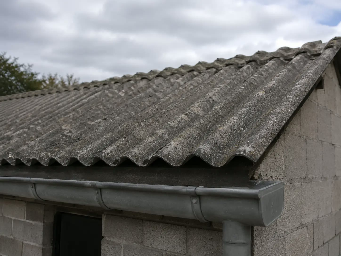 Golfplaten op het dak van een bijgebouw
